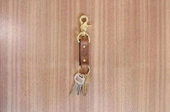 Oil Tan Leather & Brass Keyring