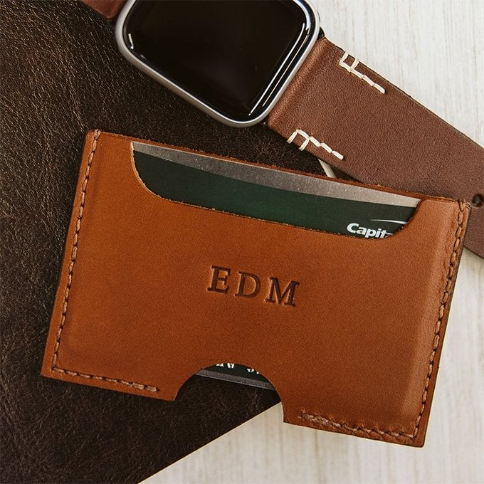 Slim Two Pocket Premium Leather Card Wallet
